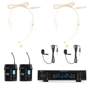 Power Dynamics PD220B Draadloos UHF Microfoon Systeem met 2 Body Packs/Headset/Daspeldmic. 2x 80 Kanalen Incl. Koffer