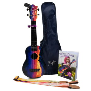 Flight TUS-EE Sunset Elise Ecklund Signature Travel Sopraan Ukulele Starter Bundle