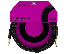 Boston GCRB-30 Prime Series Instrumentkabel Jack-Jack 3 meter Black Tweed Gitaar of Bas kabel